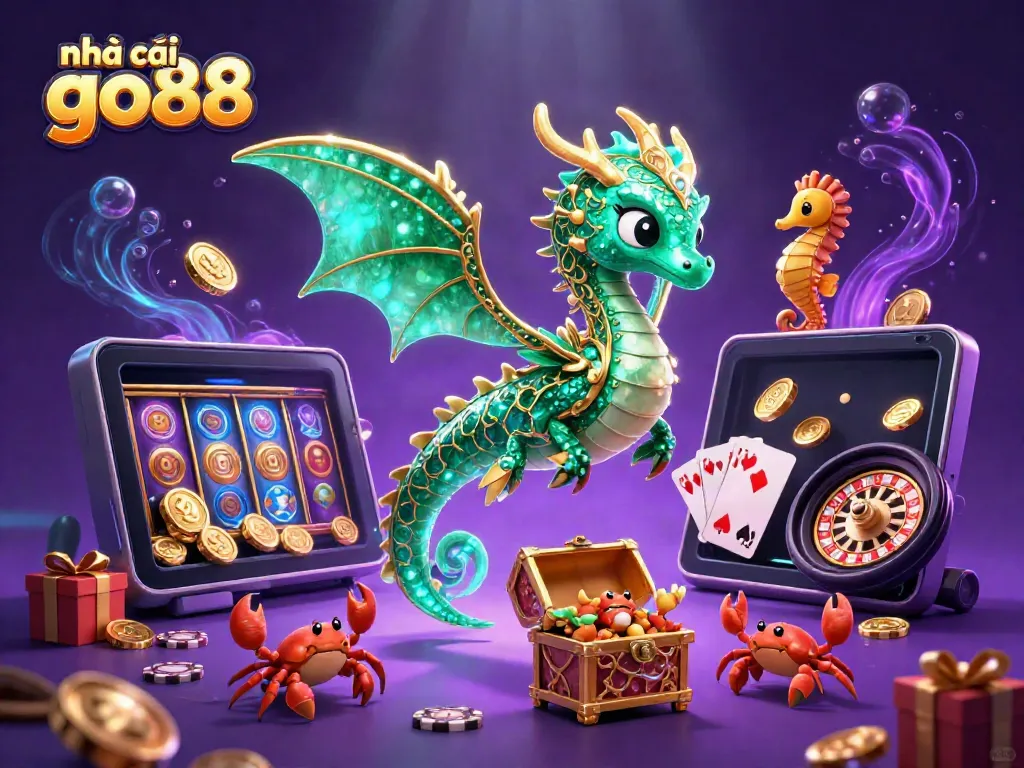 Engage in thrilling gameplay at nhà cái go88 with 3D sea dragon and vibrant casino elements.
