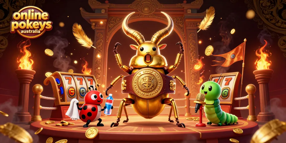 Engage in epic fun with online pokies Australia featuring vibrant characters battling in a dynamic casino arena.