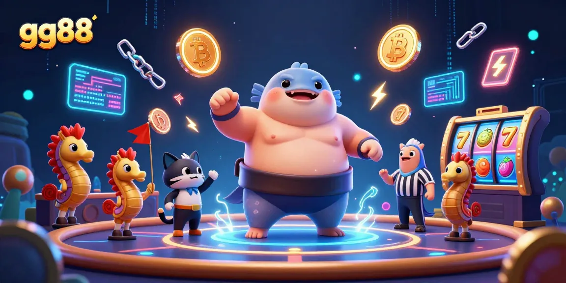 Engage in thrilling games at gg88's underwater casino with a lively blowfish and seahorse spectators.