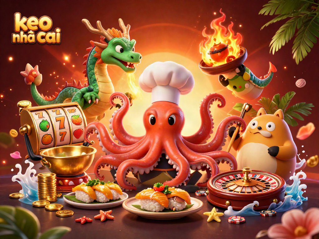 Engaging game action from keo nhà cai with lucky slots, colorful characters, and casino atmosphere.
