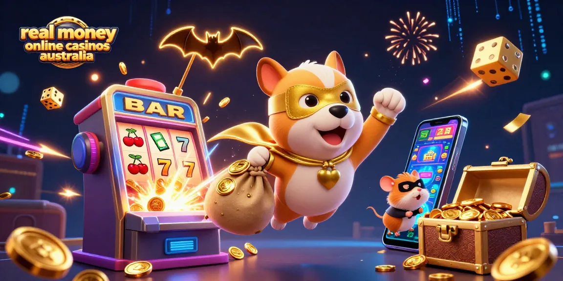 Experience the thrill of real money online casinos Australia with this vibrant 3D casino illustration.