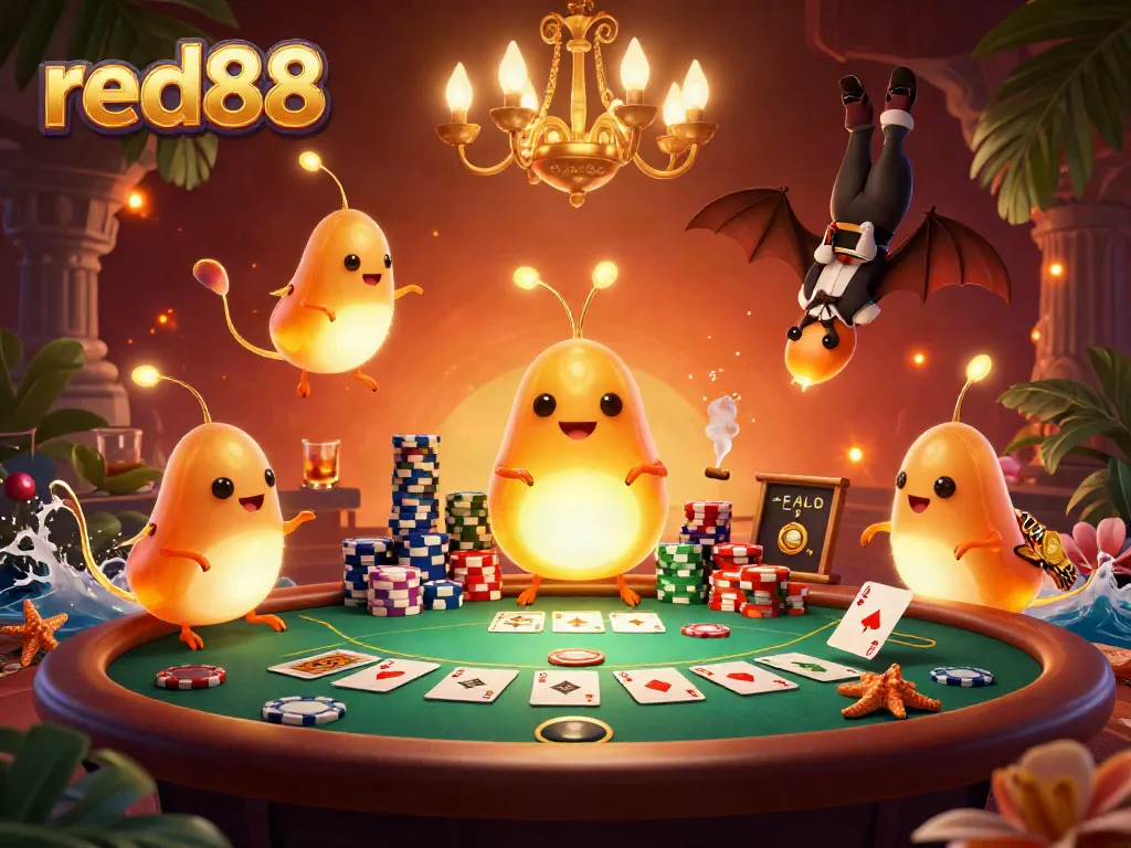Experience the excitement of red88 casino with vibrant glowworms lighting up a dynamic gaming scene.