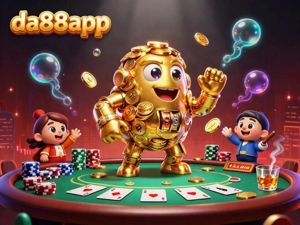 Experience thrilling gameplay at da88app, featuring a dynamic golden golem amidst poker action