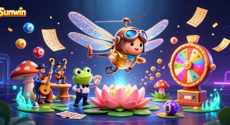Experience thrilling games at Sunwin, featuring unique characters and vibrant lottery elements.